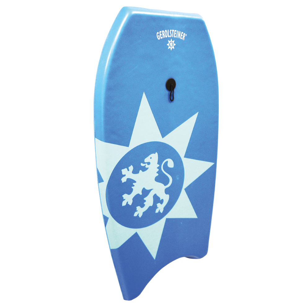 Surfboard mit dem Logo von Gerolsteiner