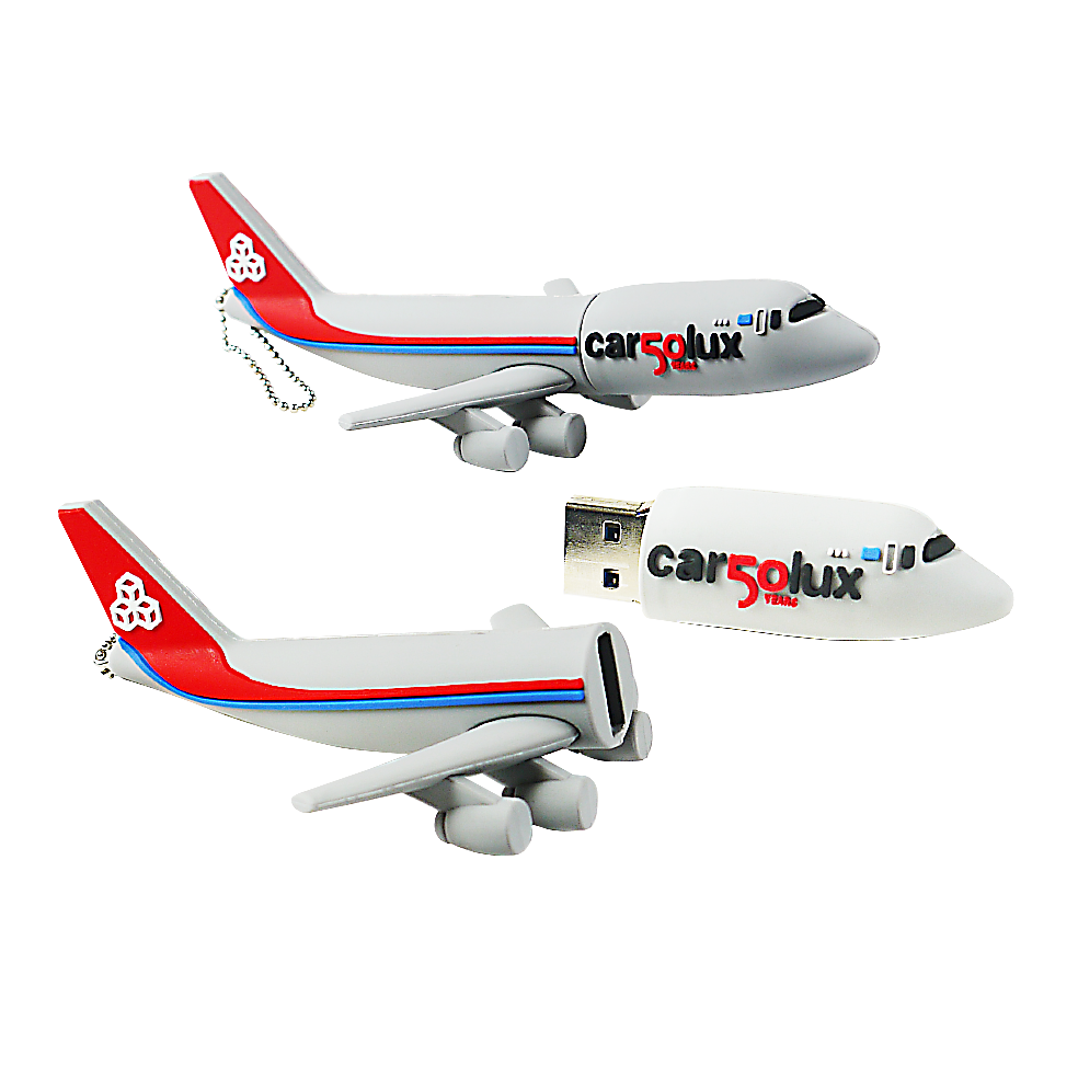 USB Stick in Form eines Flugzeugs mit dem Logo von cargolux