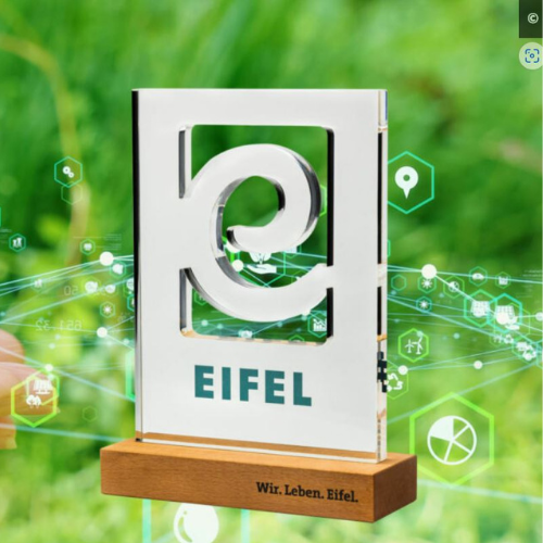 Zu sehen ist der Eifel-Award auf grünem Hintergrund