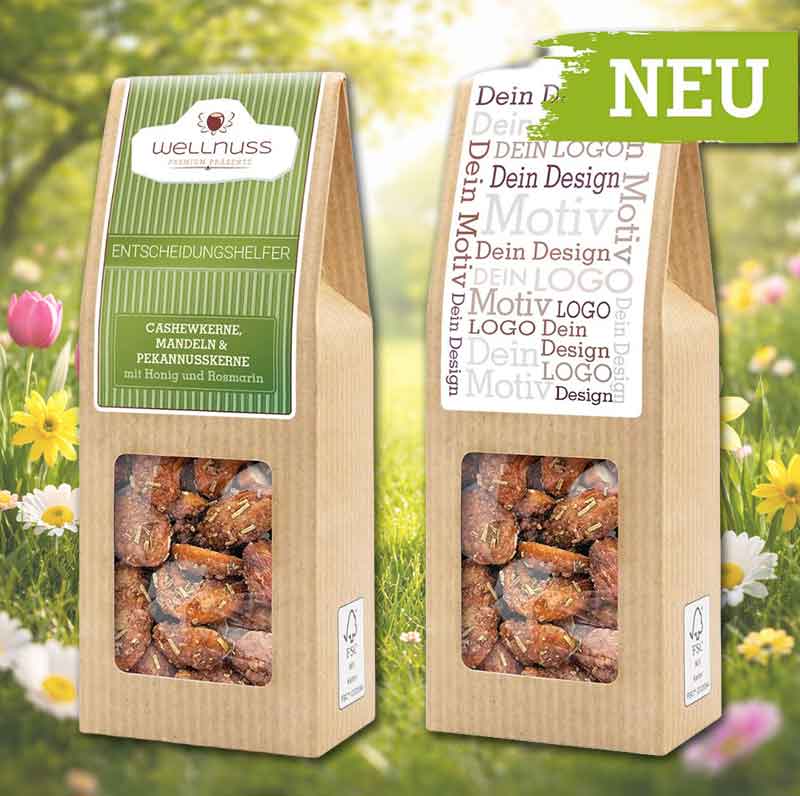 Werbeartikel Nussmischung Entscheidungshelfer mit Logo