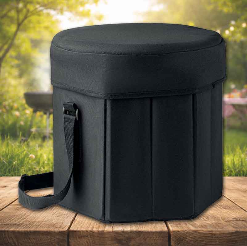 Sommerwerbeartikel Klappbarer Hocker/Tisch mit integrierter Kühltasche