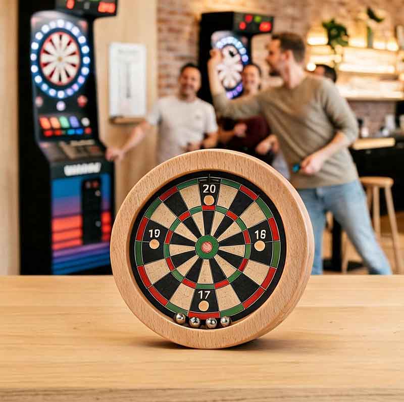 Werbeartikel für Darts WM - Holzspielzeug in Dartoptik