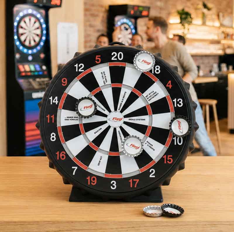 Werbeartikel für Darts WM - Magnetdartscheibe für Kronkorken